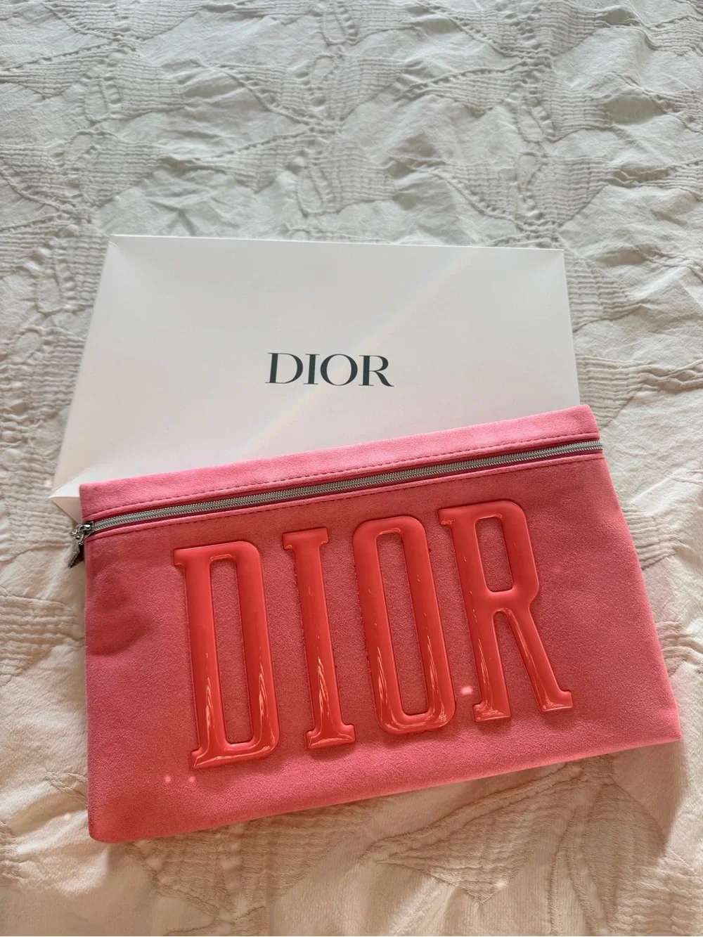 Dior Pink Pouch with Raised Logo